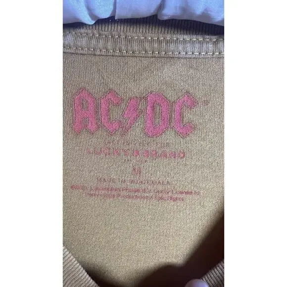 Lucky Brand AC DC High Voltage Women's Medium 100% Yellow Band Tee Shirt‎ - Picture 4 of 7
